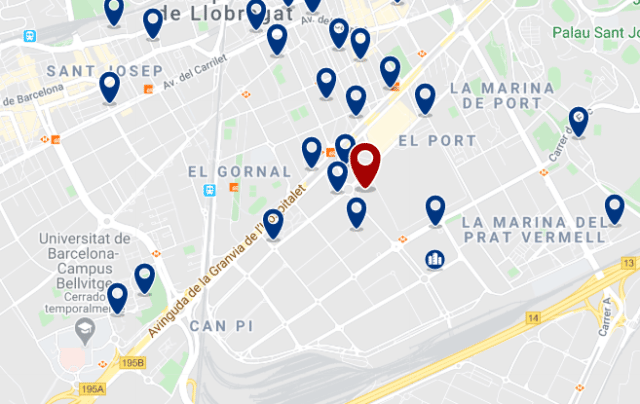Alojamiento en la Zona de la Fira Barcelona Gran Via - Haz clic para ver todo el alojamiento disponible en esta zona