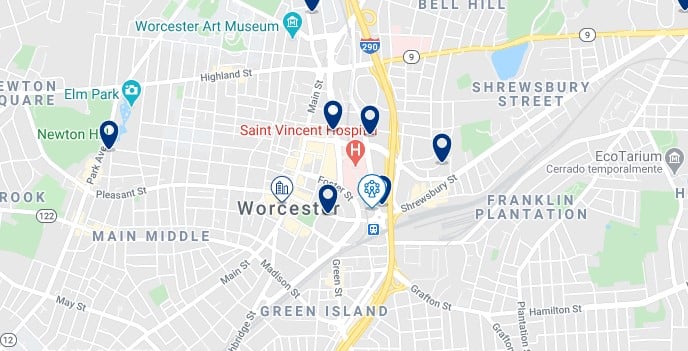 Alojamiento en Downtown Worcester, MA - Haz clic para ver todos el alojamiento disponible en esta zona