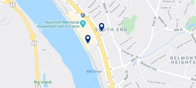 Accommodation in Springfield, MA South End - Click on the map to see all the available accommodation