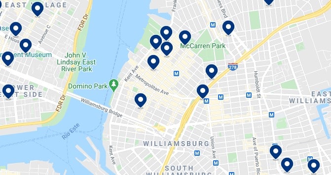 Accommodation in Williamsburg - Click on the map to see all available accommodation in this area