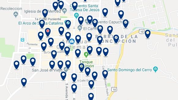 Accommodation in Centro Histórico, Antigua - Click on the map to see all available accommodation in this area