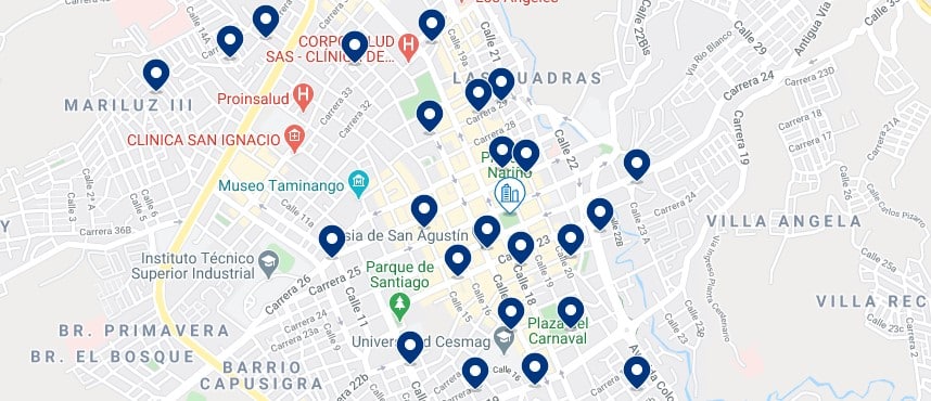 Accommodation in Pasto City Center - Click on the map to see all accommodation in this area