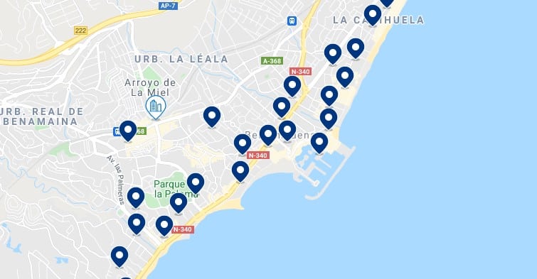 Accommodation near the beach in Benalmádena - Click on the map to see all the accommodation in this area