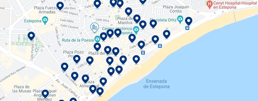 Accommodation in Estepona - Click on the map to see all the available accommodation in this area