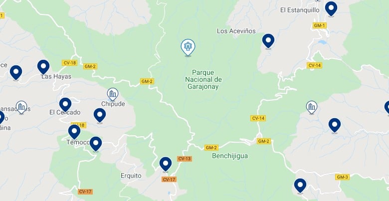 Accommodation near Garajonay National Park - Click on the map to see all the available accommodation in this area