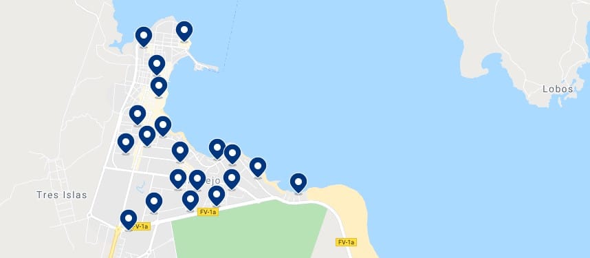 Accommodation in Corralejo - Click on the map to see all the available accommodation in this area