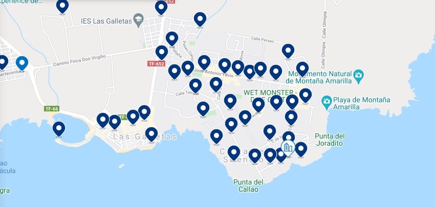 Accommodation in Costa del Silencio – Click on the map to see all the available accommodation in this area