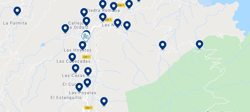 Accommodation in Hermigua - Click on the map to see all the available accommodation in this area