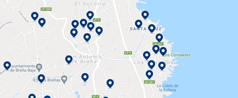 Accommodation in Los Cancajos - Click on the map to see all the available accommodation in this area