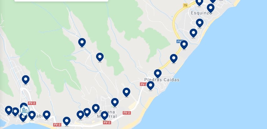 Accommodation in Morro Jable & Jandía - Click on the map to see all the available accommodation in this area