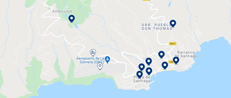 Accommodation in Playa Santiago - Click on the map to see all the available accommodation in this area