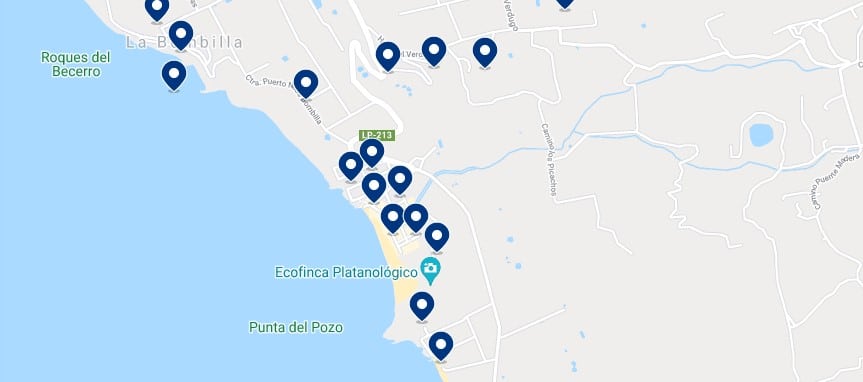 Accommodation in Puerto Naos - Click on the map to see all the available accommodation in this area