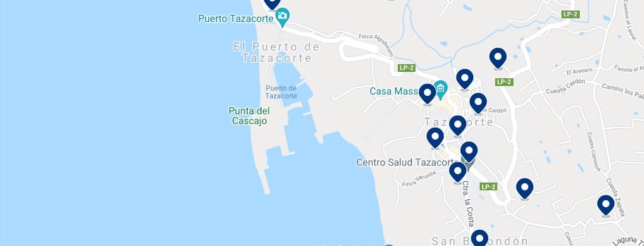 Accommodation in Tazacorte - Click on the map to see all the available accommodation in this area