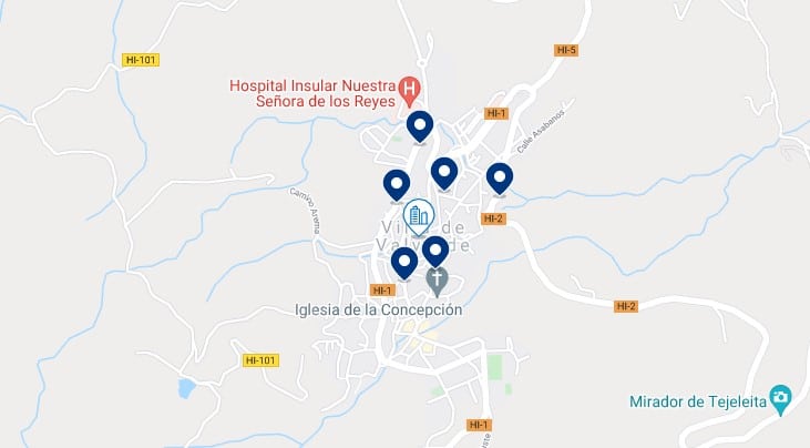 Accommodation in Valverde - Click on the map to see all the available accommodation in this area
