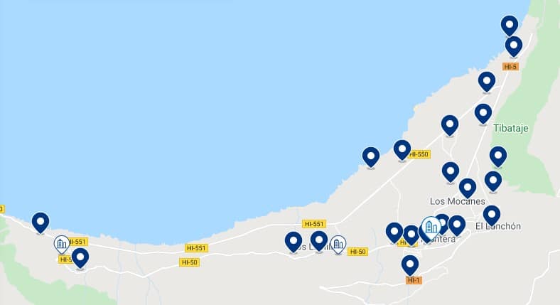 Accommodation in Valle del Golfo - Click on the map to see all the available accommodation in this area