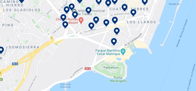 Accommodation near Auditorio de Tenerife – Click on the map to see all the available accommodation in this area