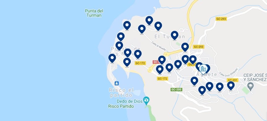 Accommodation in Agaete – Click on the map to see all the available accommodation in this area