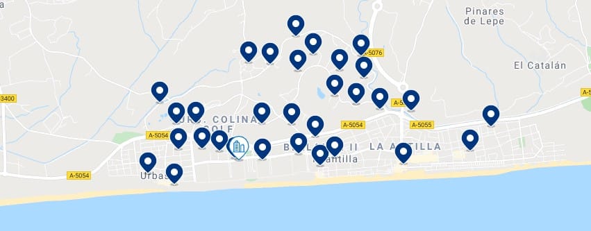 Accommodation in Islantilla & La Antilla – Click on the map to see all the available accommodation in this area