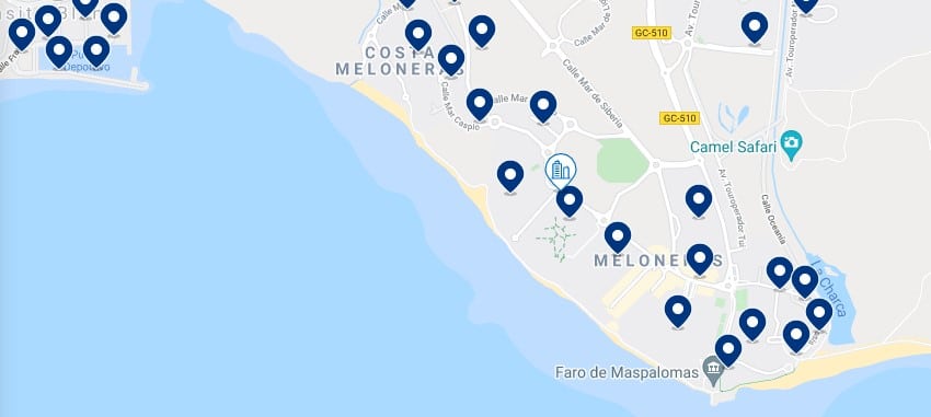 Accommodation in Meloneras – Click on the map to see all the available accommodation in this area