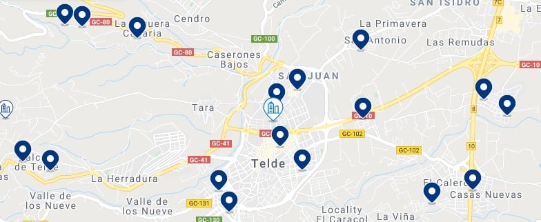 Accommodation in Telde – Click on the map to see all the available accommodation in this area