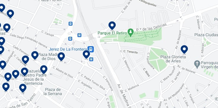 Alojamiento cerca de la estación de trenes de Jerez – Haz clic para ver todo el alojamiento disponible en esta zona